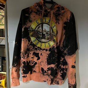 Guns & roses tie dye distressed hoodie